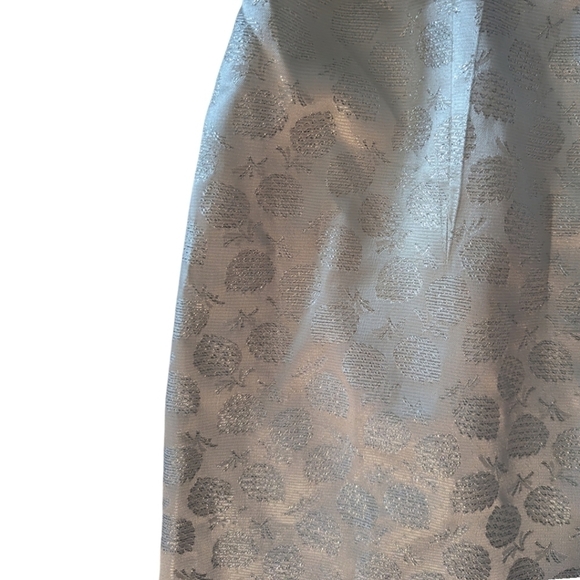 Vtg 50s Syd Chicago ivory lame print belted scoop neck Trad Wife dress sz 4 - Picture 5 of 9